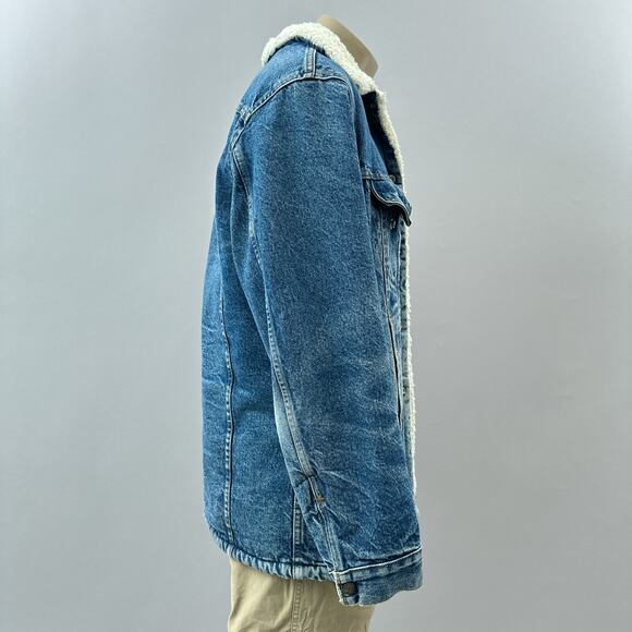 Vintage Levi's 80s 90s Sherpa Lined Denim Trucker Jacket Blue Men's Size 42R - Picture 9 of 14